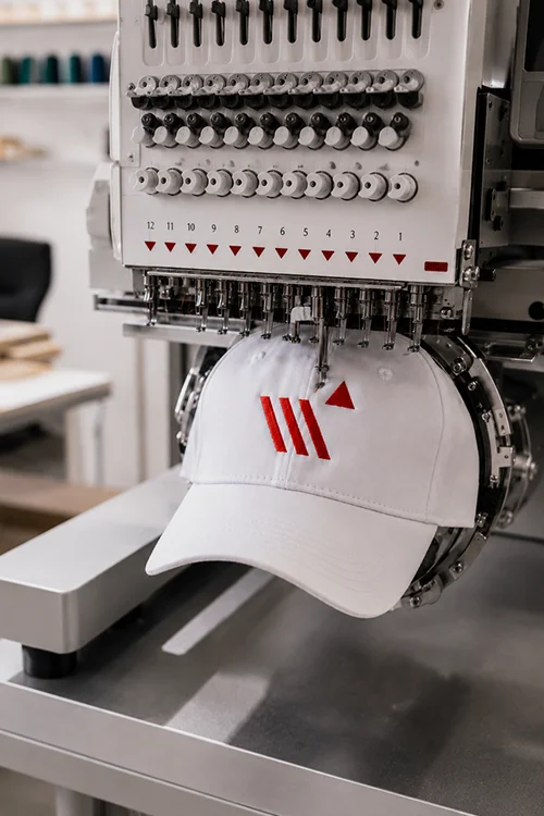 Broderie d'un logo sur une casquette